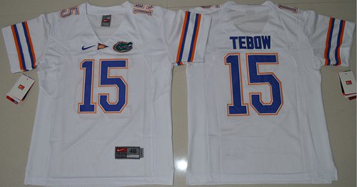 Gators #15 Tim Tebow White Stitched Youth NCAA Jersey